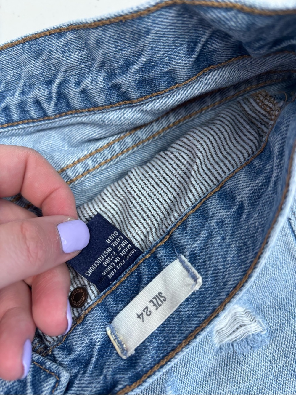 Madewell Light Blue Distressed Denim Jean Shorts - Picture 2 of 3
